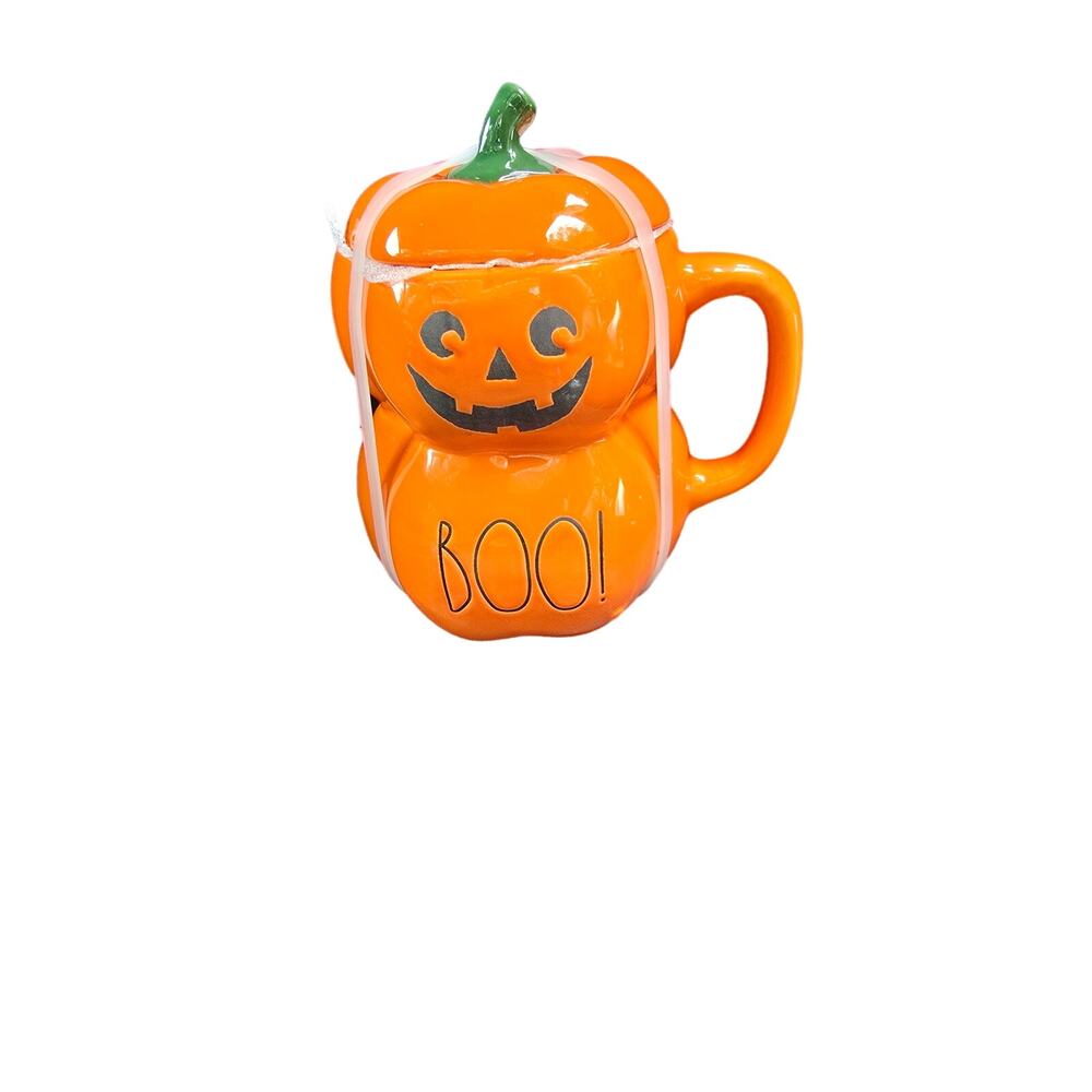 Rae Dunn Stacked "Boo" Pumpkin Mug‎ With Lid